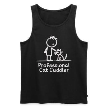Professional Cat Cuddler - Feline Love Design - Men's Premium Organic Tank Top - black - Front - AI Model Male 178 light (178cm)