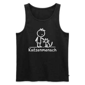 Katzenmensch - Doodle Design für Katzenliebhaber - Männer Premium Bio Tank Top - Schwarz - Vorne - Michal (187cm)