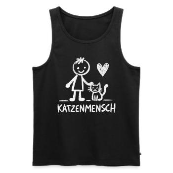 Katzenmensch - Doodle Design für Katzenliebhaber - Männer Premium Bio Tank Top - Schwarz - Vorne - Michal (187cm)
