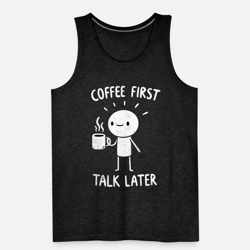 Coffee First - Talk Later Java Brew Humour Débardeur bio Premium Homme