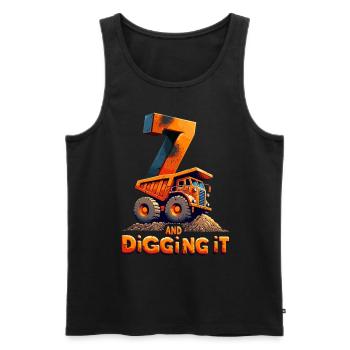 Lucky Number 7 excavatrice anniversaire Design pour les enfants - Débardeur bio Premium Homme - noir - Devant - Michal (187cm)