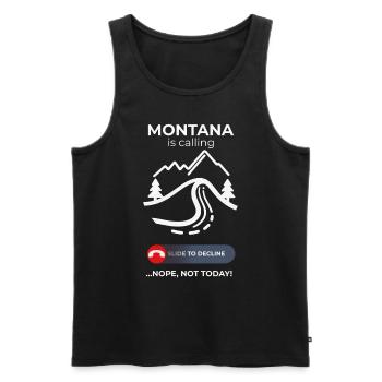 Montana Calling Pas aujourd’hui - Conception d’évasion décontractée - Débardeur bio Premium Homme - noir - Devant - AI Model Male 178 light (178cm)