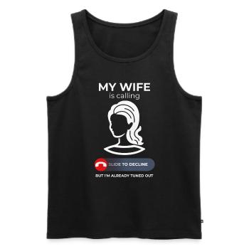 Appels de conjoint - Collection d’humour de mariage - Débardeur bio Premium Homme - noir - Devant - Michal (187cm)