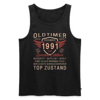 32. Geburtstag Oldtimer Dezember Jahrgang 1991 - Männer Premium Bio Tank Top - Schwarz - Vorne - AI Model Male 178 light (178cm)