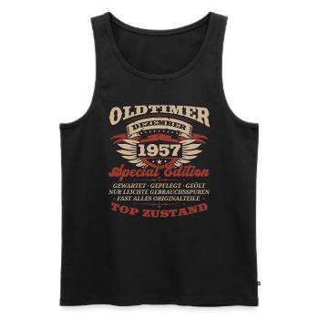 66. Geburtstag Oldtimer Dezember Jahrgang 1957 - Männer Premium Bio Tank Top - Schwarz - Vorne - Michal (187cm)
