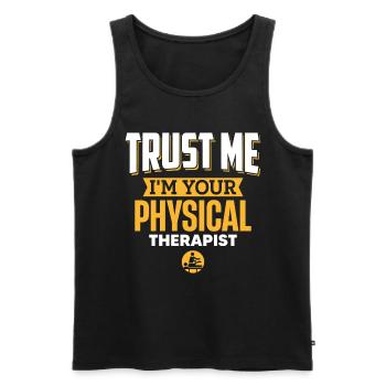 Glaub Mir, Ich Bin Dein Physiotherapeut - Männer Premium Bio Tank Top - Schwarz - Vorne - Michal (187cm)