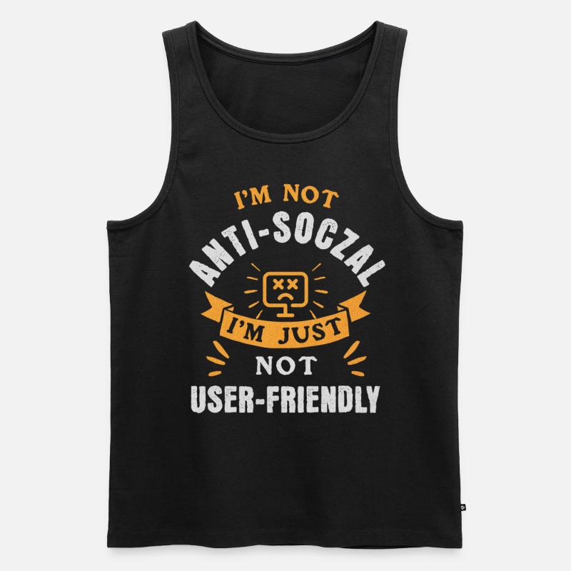 Not Anti-Social, Just Code-Friendly - Männer Premium Bio Tank Top - Schwarz