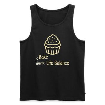 Équilibre entre vie professionnelle et vie privée - Cuisson de gâteaux et de muffins - Débardeur bio Premium Homme - noir - Devant - AI Model Male 178 light (178cm)