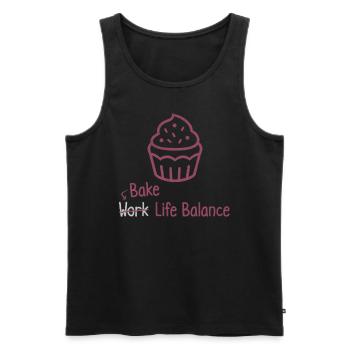 Équilibre entre vie professionnelle et vie privée - Cuisson de gâteaux et de muffins - Débardeur bio Premium Homme - noir - Devant - AI Model Male 178 light (178cm)