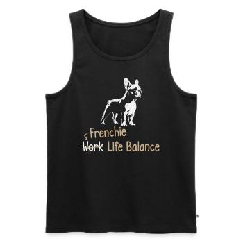 Frenchie Work Life Balance – Lovers of - Men's Premium Organic Tank Top - black - Front - AI Model Male 178 light (178cm)
