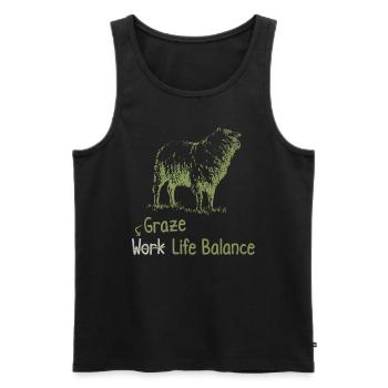 Cisaillement de l’équilibre entre vie professionnelle et vie privée - Sheep Shepherd - Débardeur bio Premium Homme - noir - Devant - AI Model Male 178 light (178cm)
