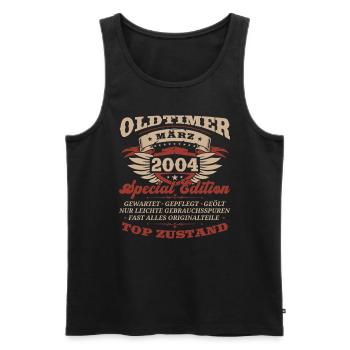 20. Geburtstag Oldtimer März Jahrgang 2004 - Männer Premium Bio Tank Top - Schwarz - Vorne - Michal (187cm)