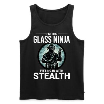 Vitrier Vitreur Vitrerie Ninja - Débardeur bio Premium Homme - noir - Devant - Michal (187cm)
