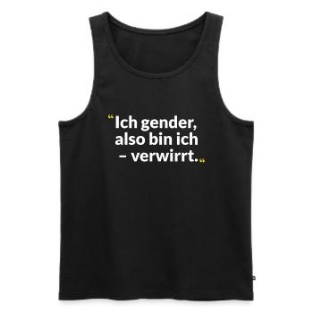 Gender-Reflexion – Zwischen Witz und Weisheit - Männer Premium Bio Tank Top - Schwarz - Vorne - AI Model Male 178 light (178cm)