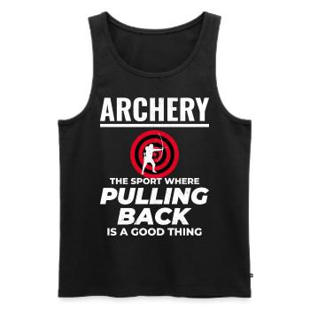 Tir à l’arc Cibles Archer Bullseye Tir Sport - Débardeur bio Premium Homme - noir - Devant - AI Model Male 178 light (178cm)