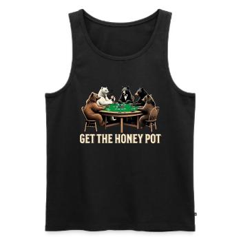 Holen Sie Sich Den Honey Pot Poker Bear - Männer Premium Bio Tank Top - Schwarz - Vorne - AI Model Male 178 light (178cm)