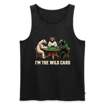 Je suis le Wild Card Bear Poker - Débardeur bio Premium Homme - noir - Devant - AI Model Male 178 light (178cm)