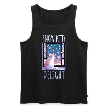 Chat Snow Kitty Delight - Débardeur bio Premium Homme - noir - Devant - AI Model Male 178 light (178cm)