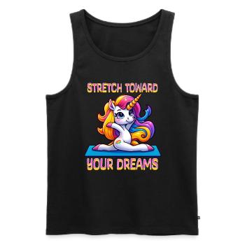 Stretch Toward Your Dreams - Unicorn Yoga - Men's Premium Organic Tank Top - black - Front - Michal (187cm)