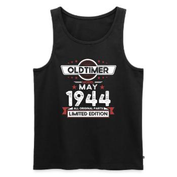 80e anniversaire homme Vintage Mai Vintage 1944 - Débardeur bio Premium Homme - noir - Devant - AI Model Male 178 light (178cm)
