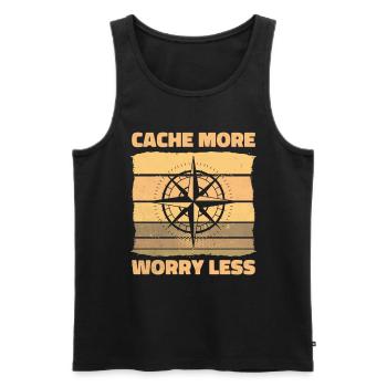 Cachen, Mehr Sorgen, Weniger Geocaching-spaß - Männer Premium Bio Tank Top - Schwarz - Vorne - AI Model Male 178 light (178cm)