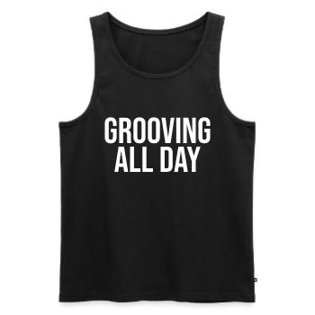 Grooving toute la journée - Débardeur bio Premium Homme - noir - Devant - AI Model Male 178 light (178cm)