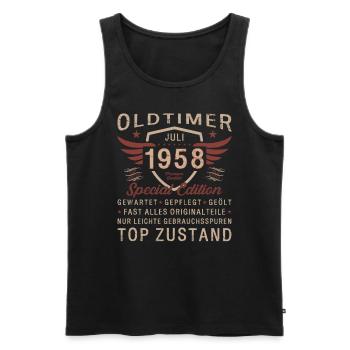 66. Geburtstag Oldtimer Juli 1958 Jahrgang 1958 - Männer Premium Bio Tank Top - Schwarz - Vorne - AI Model Male 178 light (178cm)