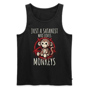 Just A Satanist Who Loves Monkeys Heavy Metal Fun - Men's Premium Organic Tank Top - black - Front - AI Model Male 178 light (178cm)