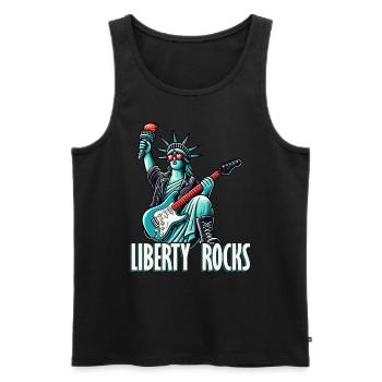 Liberty Rocks Patriotic Music Design - Männer Premium Bio Tank Top - Schwarz - Vorne - AI Model Male 178 light (178cm)