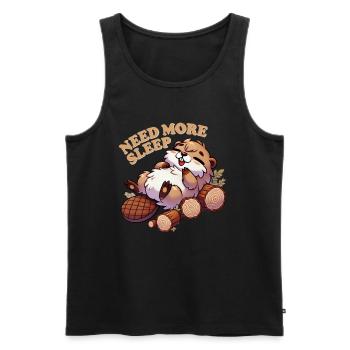 Need More Sleep Funny Beaver Animal Humor - Men's Premium Organic Tank Top - black - Front - AI Model Male 178 light (178cm)