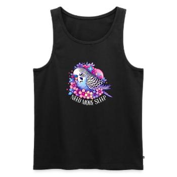 Need More Sleep Funny Budgie Bird - Men's Premium Organic Tank Top - black - Front - AI Model Male 178 light (178cm)