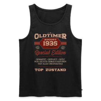 89. Geburtstag Oldtimer August 1935 Jahrgang 1935 - Männer Premium Bio Tank Top - Schwarz - Vorne - Michal (187cm)