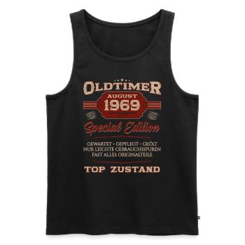 Oldtimer August 1969 Jahrgang 1969 55. Geburtstag - Männer Premium Bio Tank Top - Schwarz - Vorne - Michal (187cm)