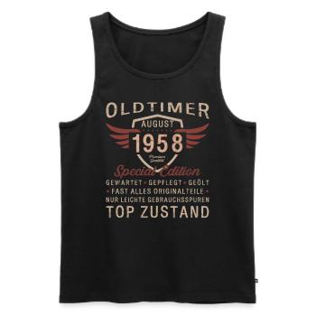 66. Geburtstag Oldtimer August 1958 Jahrgang 1958 - Männer Premium Bio Tank Top - Schwarz - Vorne - AI Model Male 178 light (178cm)