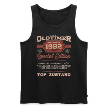 32. Geburtstag Oldtimer September 1992 Jahrgang 92 - Männer Premium Bio Tank Top - Schwarz - Vorne - Michal (187cm)