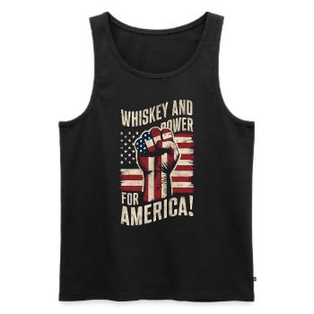 Whisky et puissance pour l’Amérique Patriotic Fist Flag - Débardeur bio Premium Homme - noir - Devant - Michal (187cm)