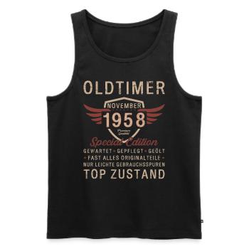 66. Geburtstag Oldtimer November 1958 Jahrgang 58 - Männer Premium Bio Tank Top - Schwarz - Vorne - AI Model Male 178 light (178cm)