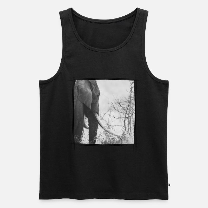 Elephant Monochrome - Männer Premium Bio Tank Top - Schwarz
