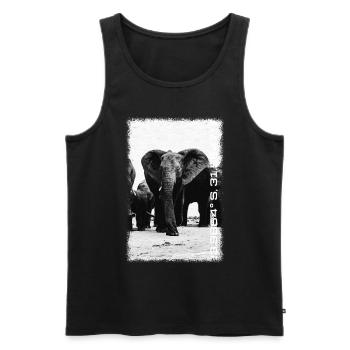 Série Kruger : Réunion de famille - Débardeur bio Premium Homme - noir - Devant - AI Model Male 178 light (178cm)