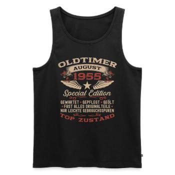 70. Geburtstag Oldtimer August Jahrgang 1955 - Männer Premium Bio Tank Top - Schwarz - Vorne - Michal (187cm)