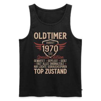 55. Geburtstag Oldtimer August Jahrgang 1970 - Männer Premium Bio Tank Top - Schwarz - Vorne - Michal (187cm)