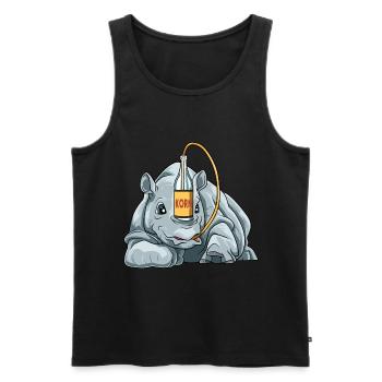 Lustiges Nashorn mit Korn - Männer Premium Bio Tank Top - Schwarz - Vorne - Michal (187cm)