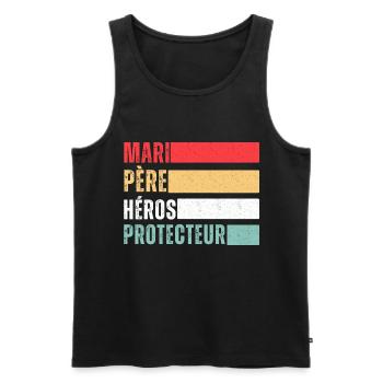 Mari père héros protecteur cadeau fête des pères - Débardeur bio Premium Homme - noir - Devant - Michal (187cm)