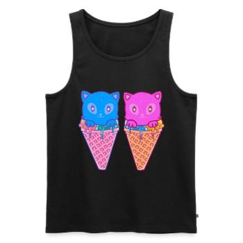 Cornet de crème glacée Cats Crème glacée Crème glacée Enfants - Débardeur bio Premium Homme - noir - Devant - AI Model Male 178 light (178cm)