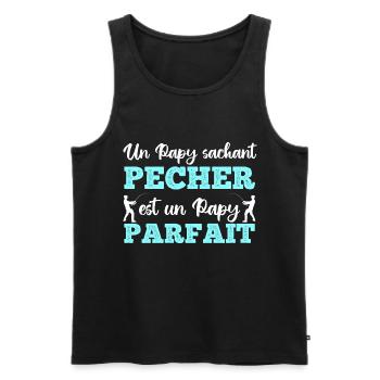 Un papy sachant pêcher cadeau grand-père pêcheur - Débardeur bio Premium Homme - noir - Devant - Michal (187cm)