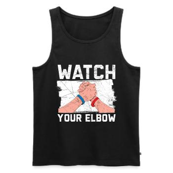 Pass auf deinen Ellbogen auf Arm Wrestling Arm Wre - Männer Premium Bio Tank Top - Schwarz - Vorne - Michal (187cm)