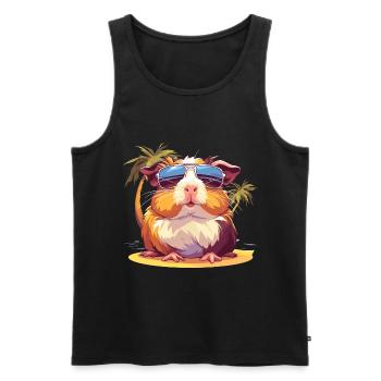 Niedliches Meerschweinchen Chilt mit Sonnenbrille - Männer Premium Bio Tank Top - Schwarz - Vorne - Michal (187cm)