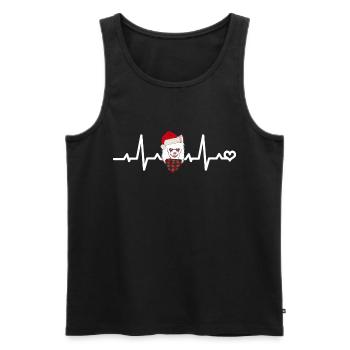 White Chihuahua Christmas Hat Heart Rate ECG - Men's Premium Organic Tank Top - black - Front - Michal (187cm)