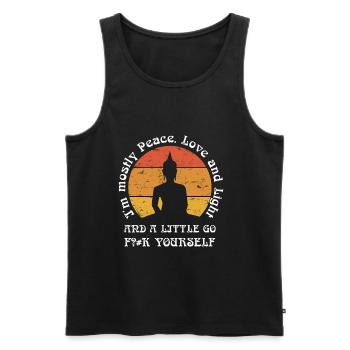 Buddha Yoga Meditation Sarcasm Sarcastic bitch - Men's Premium Organic Tank Top - black - Front - AI Model Male 178 light (178cm)