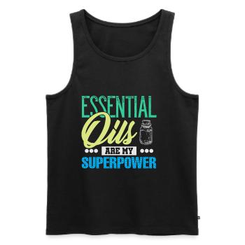 Les huiles essentielles sont ma superpuissance - Débardeur bio Premium Homme - noir - Devant - Michal (187cm)
